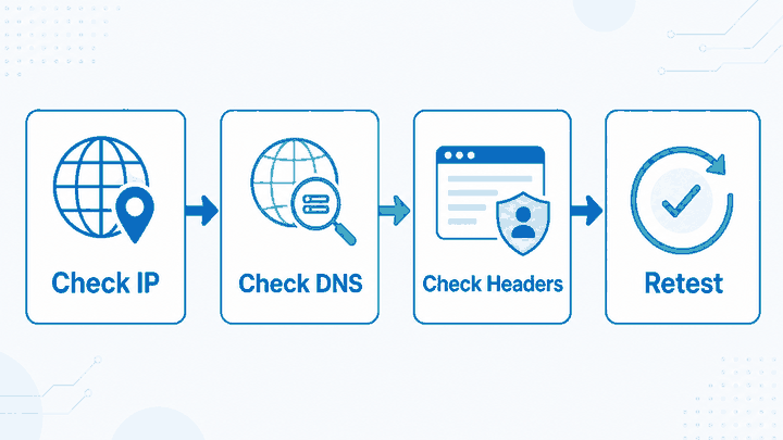 Step-by-step troubleshooting flow for an anonymous proxy detected warning