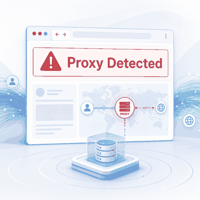 Proxy detected warning on a browser security panel