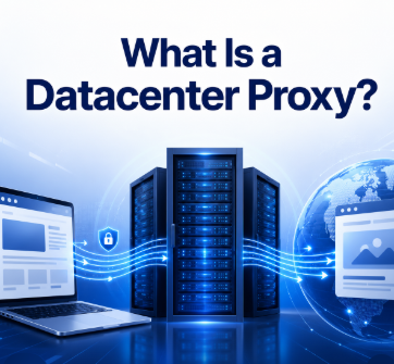 Datacenter proxy routing traffic from a user device through server infrastructure to a target website