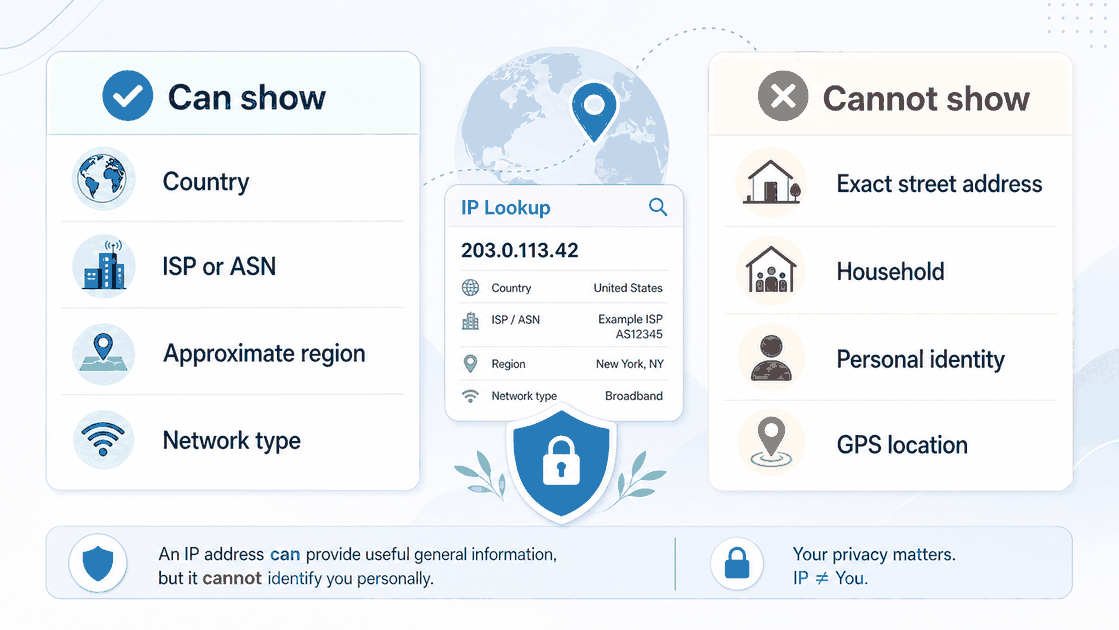 What an IP address can and cannot reveal about location and identity