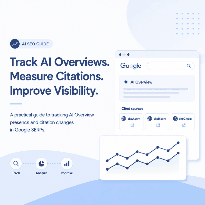 AI Overview tracking guide showing citation monitoring and visibility trends in Google SERPs