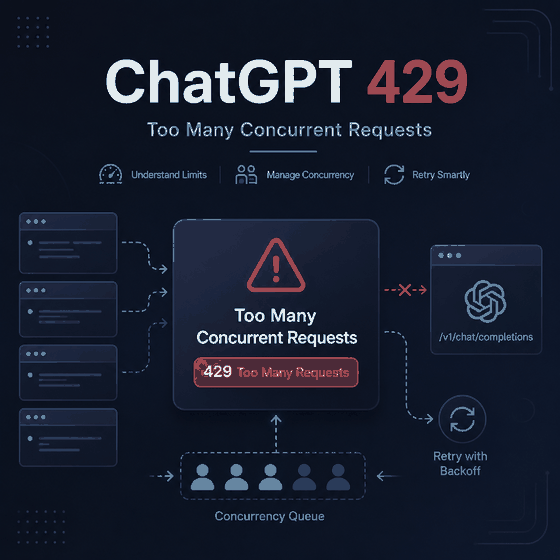 ChatGPT 429 Too Many Concurrent Requests cover showing concurrency limits and retry backoff