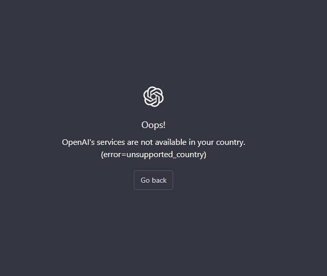 ChatGPT unsupported country error screenshot