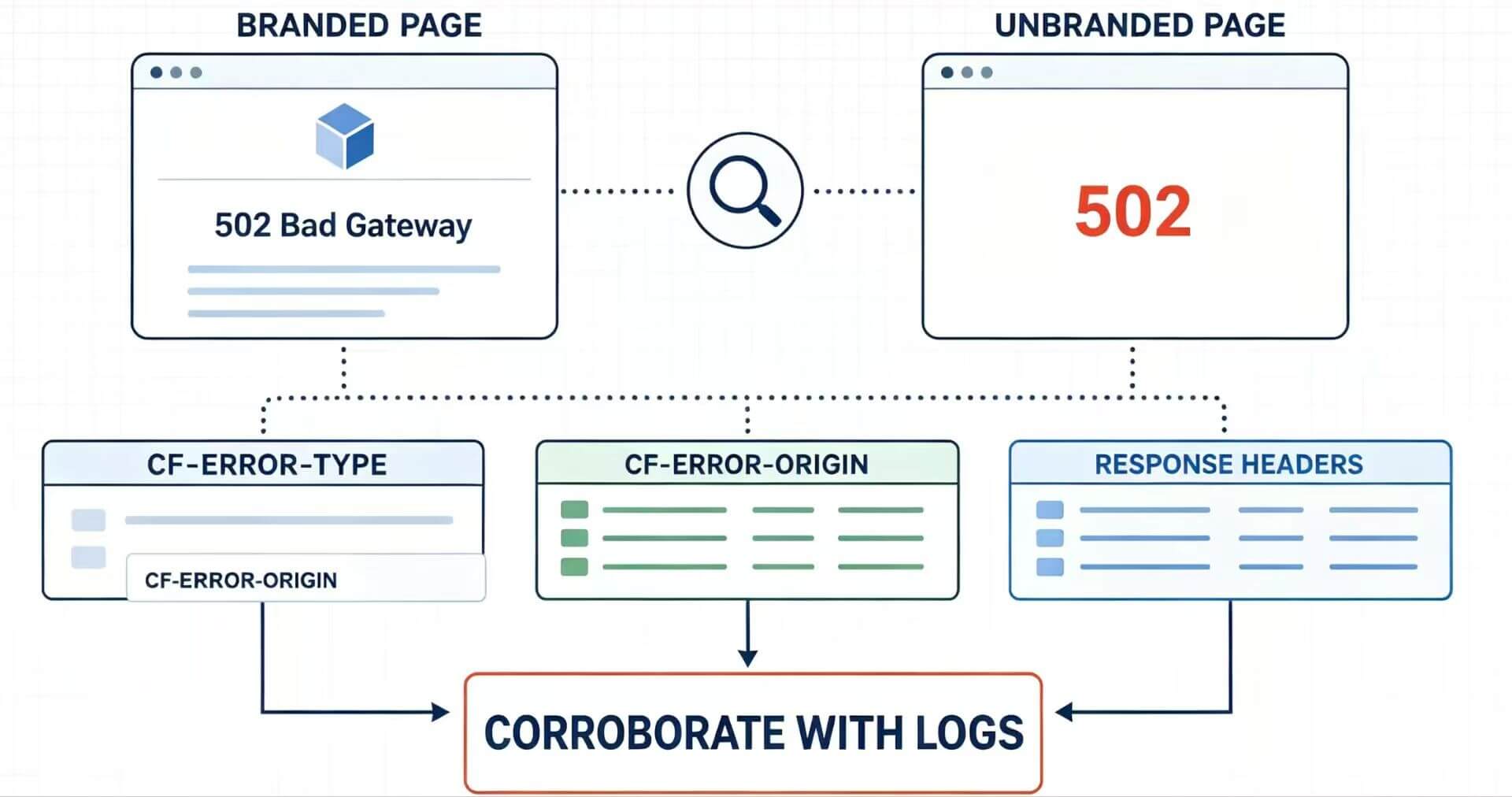 Evidence signals separating origin and Cloudflare generated 502 errors