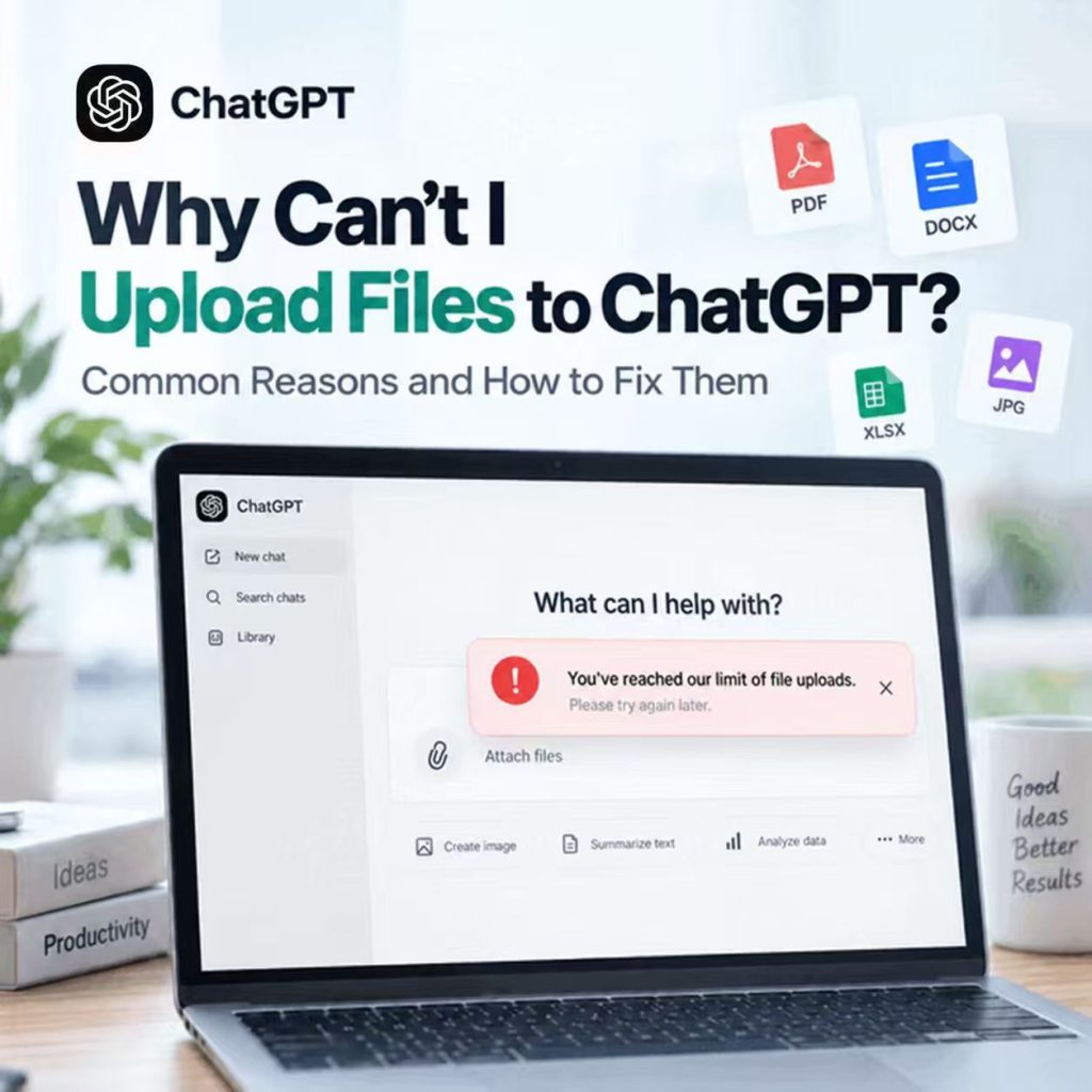ChatGPT file upload failed cover showing upload limits storage and file types