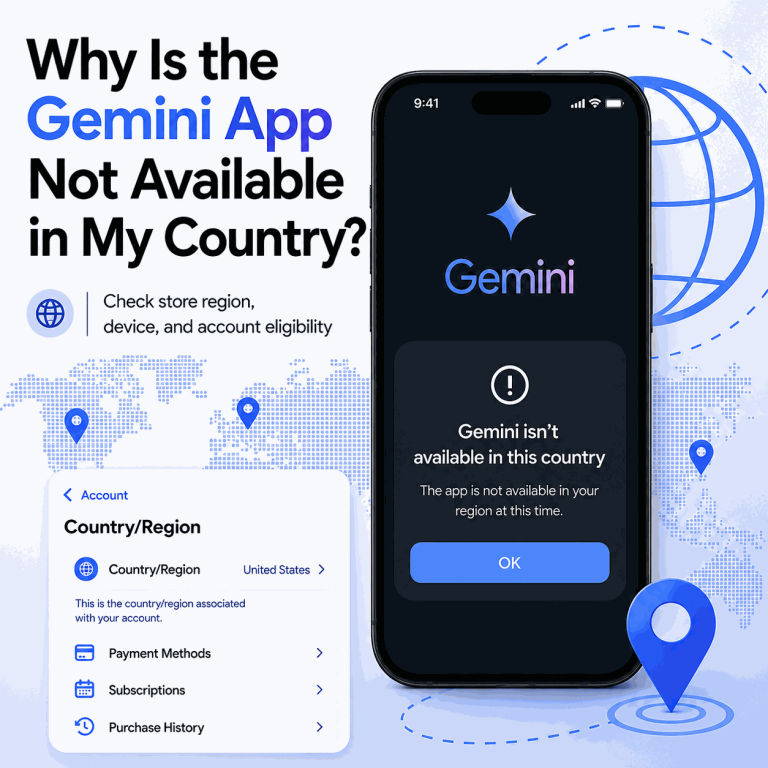 Gemini app not available in my country with store region device and account checks