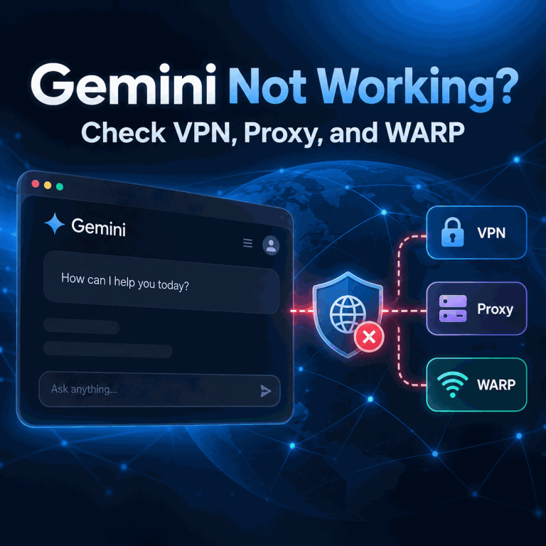 Gemini VPN proxy and Cloudflare WARP troubleshooting cover
