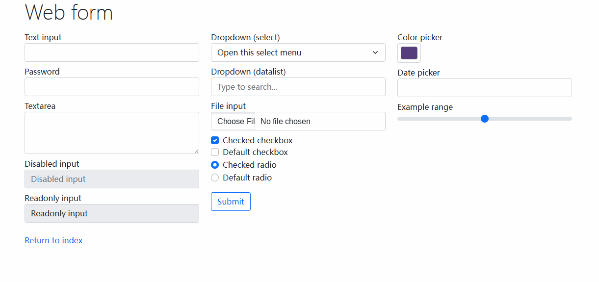 Selenium official web form test page displayed in a browser with the file input labels shown in English