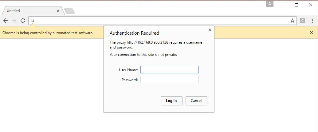 Chrome authentication prompt for a proxy in a Selenium-controlled browser
